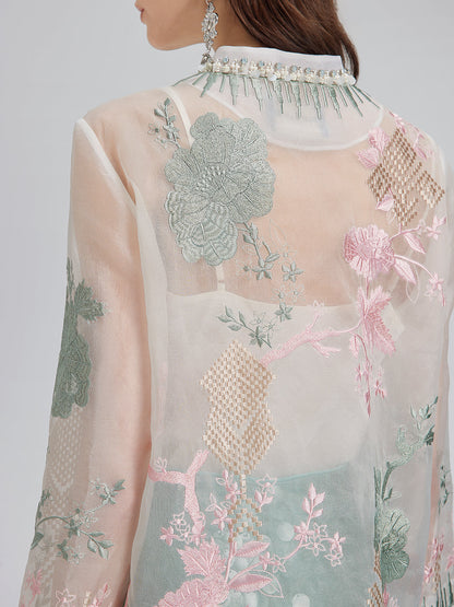 İpek Organze Nakışlı Gömlek