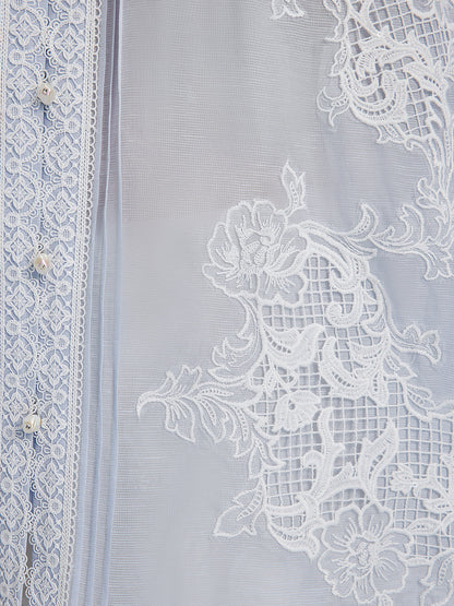 El Yapımı Yama İşli Keten Karışımlı Dantel Gömlek