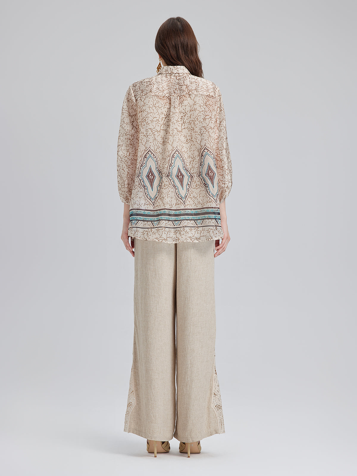 Önden Bağlamalı Vintage Çiçekli Bluz