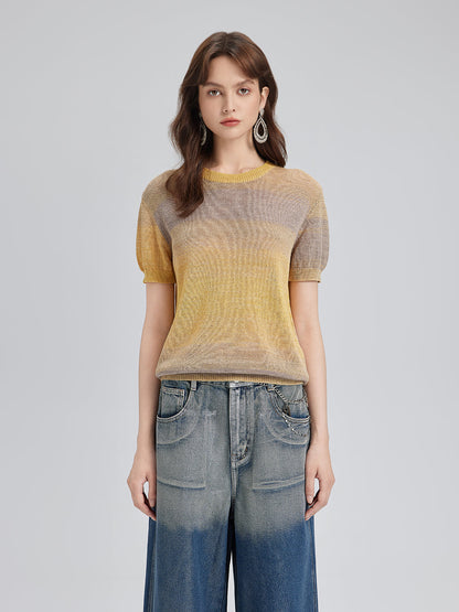 Renk Geçişli Esnek Pamuklu Bluz