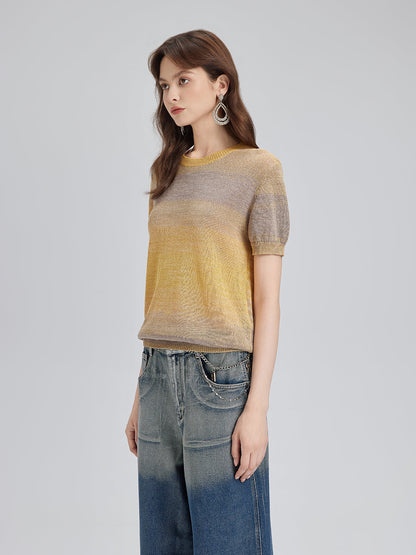 Renk Geçişli Esnek Pamuklu Bluz