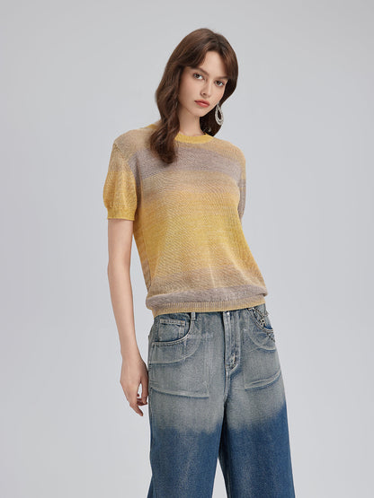 Renk Geçişli Esnek Pamuklu Bluz