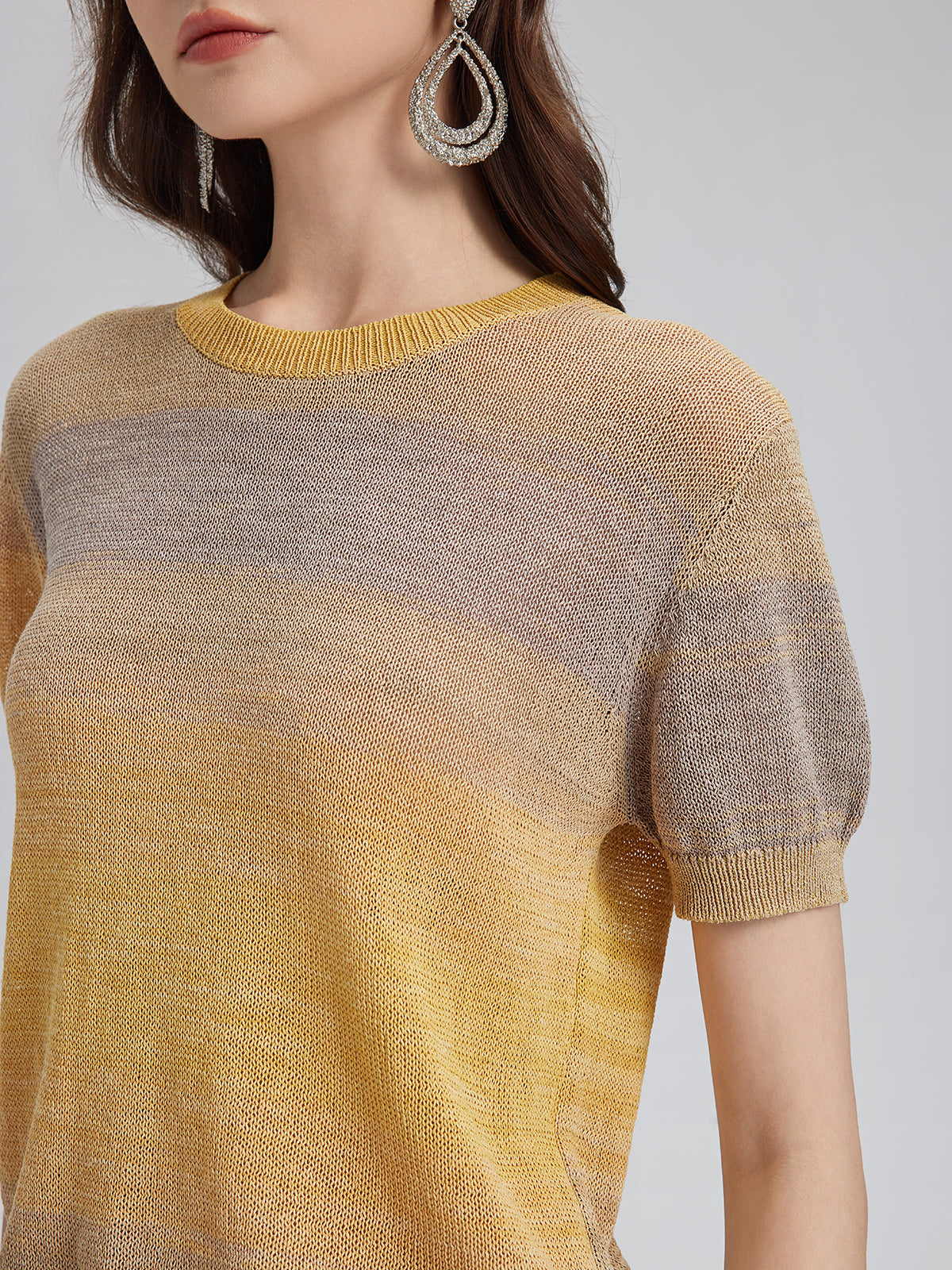 Renk Geçişli Esnek Pamuklu Bluz