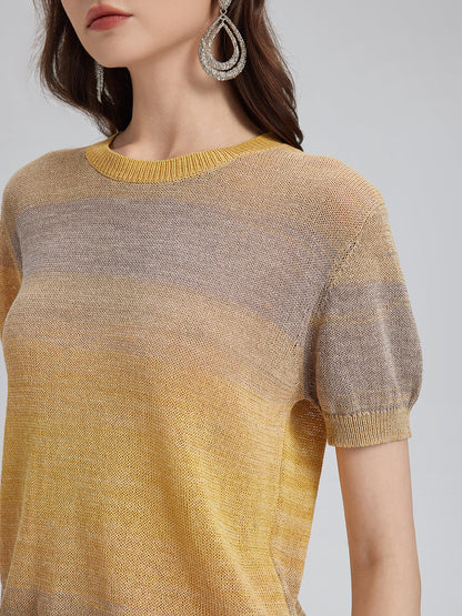 Renk Geçişli Esnek Pamuklu Bluz