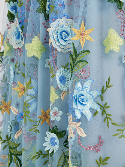 3 Boyutlu Çiçek İşlemeli Lastikli Etek