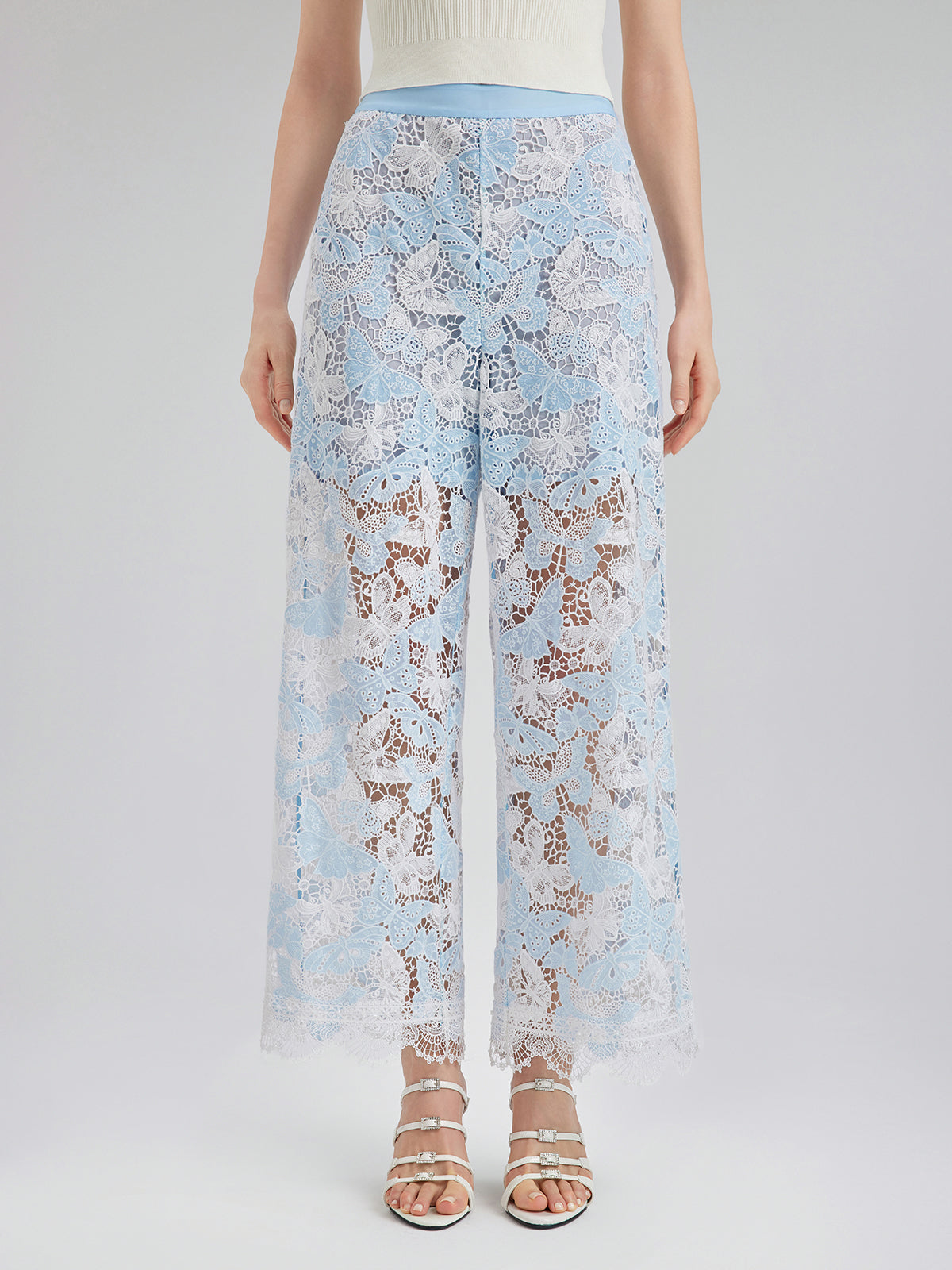 İki Renkli Dantelli Barok Kelebekli Pantolon