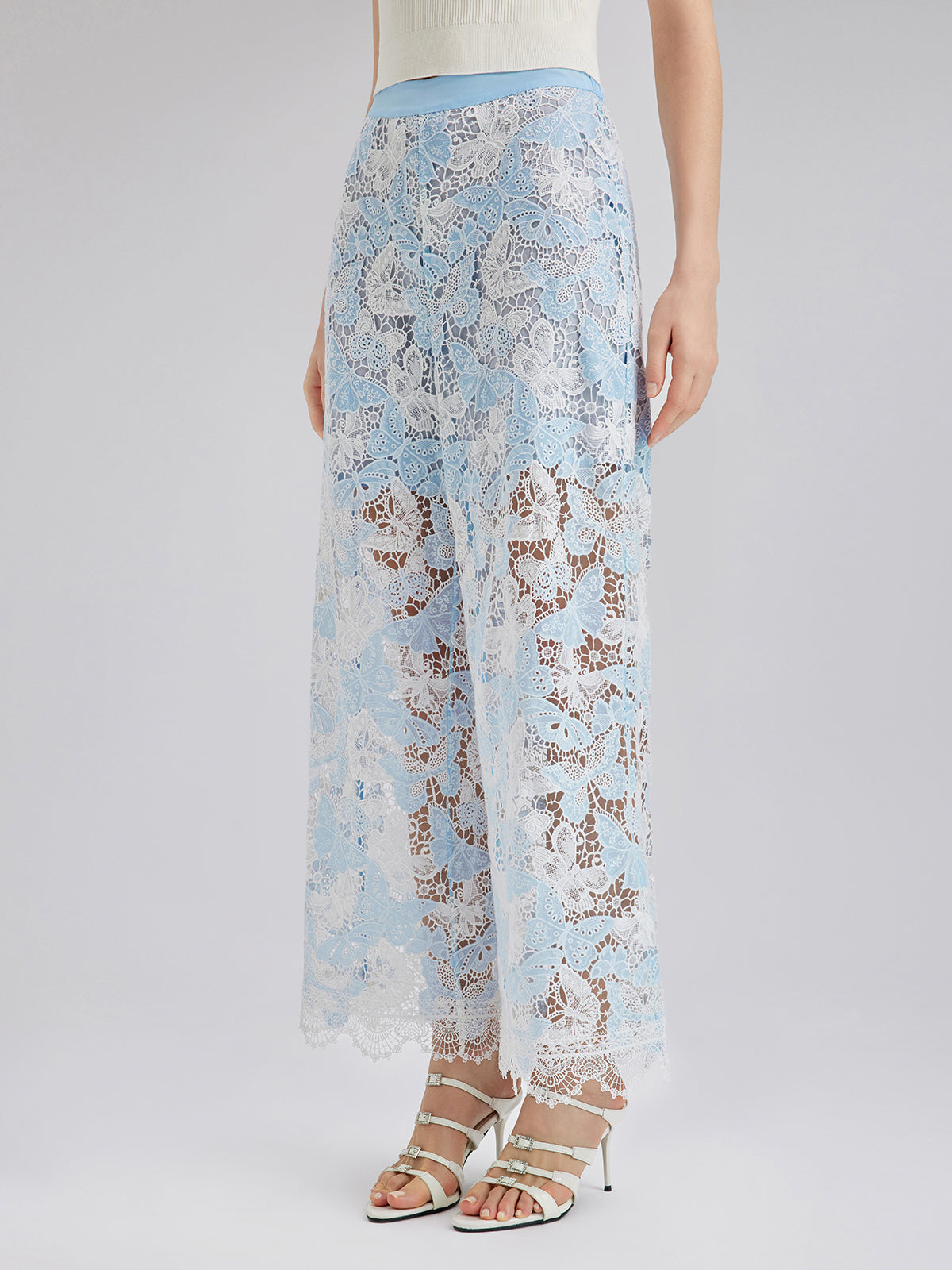 İki Renkli Dantelli Barok Kelebekli Pantolon