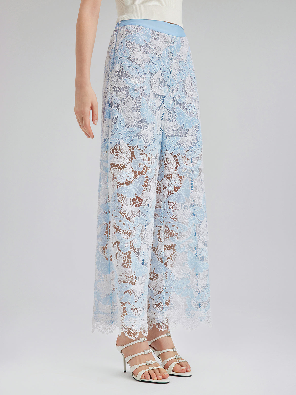 İki Renkli Dantelli Barok Kelebekli Pantolon