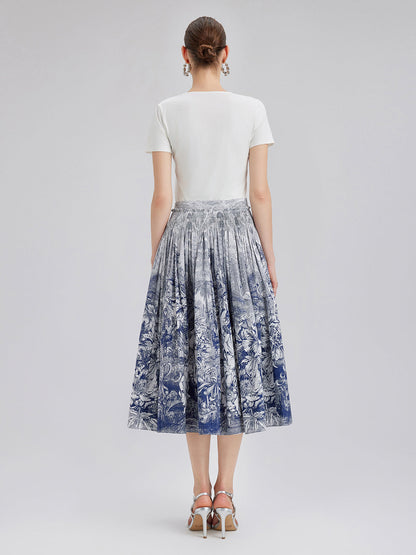 Pamuklu Desenli El İşlemeli Boncuklu Tişört