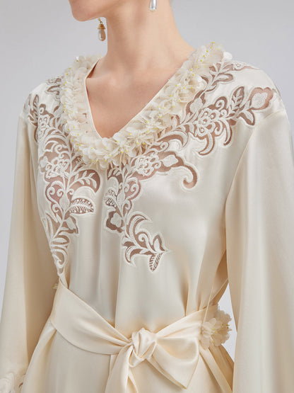 Nakışlı Pencereli Minimalist Uzun Kollu Bluz