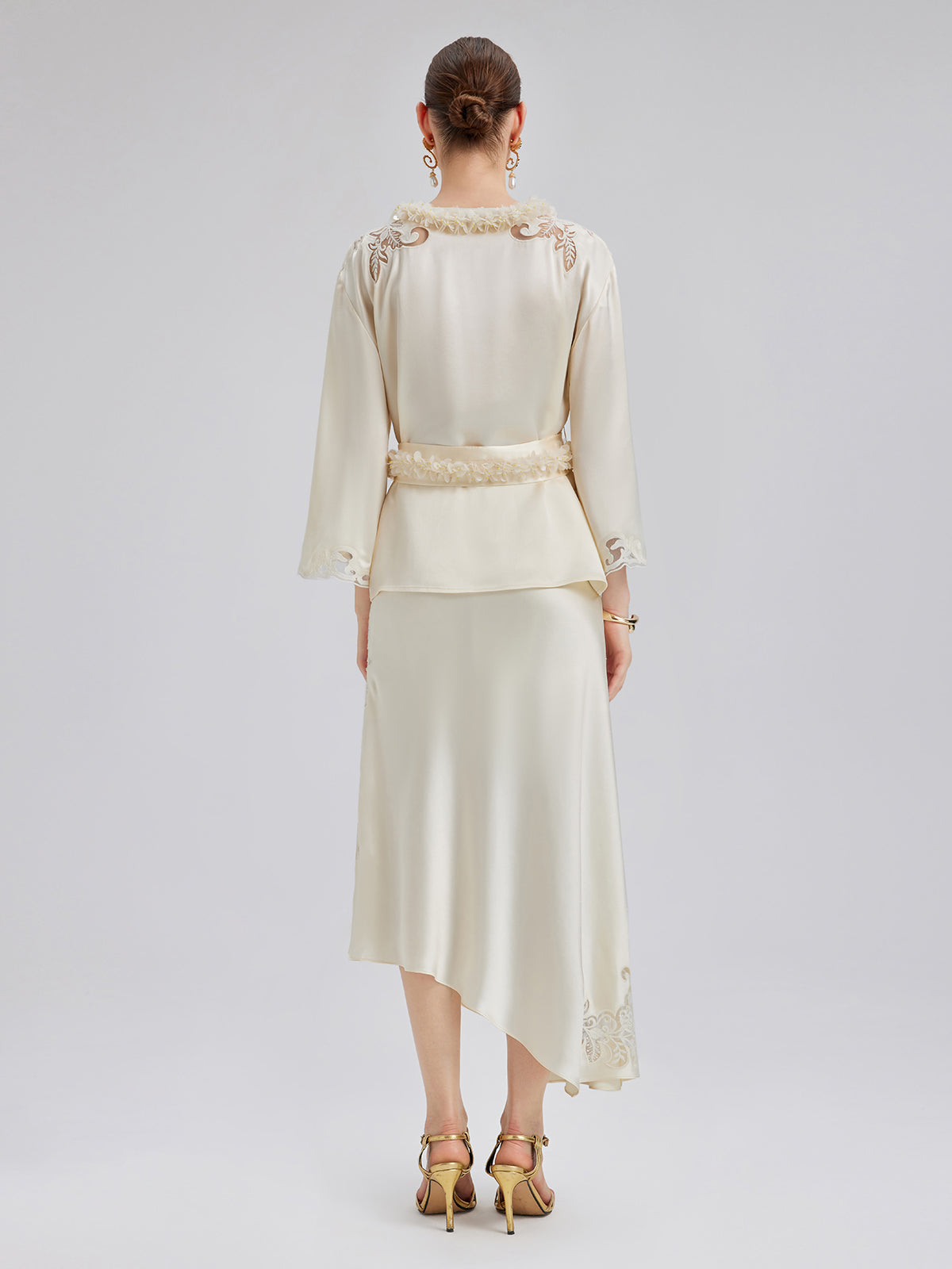 Nakışlı Pencereli Dar Midi Etek