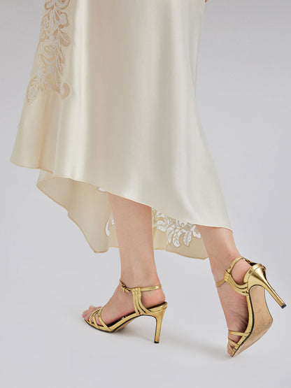 Nakışlı Pencereli Dar Midi Etek