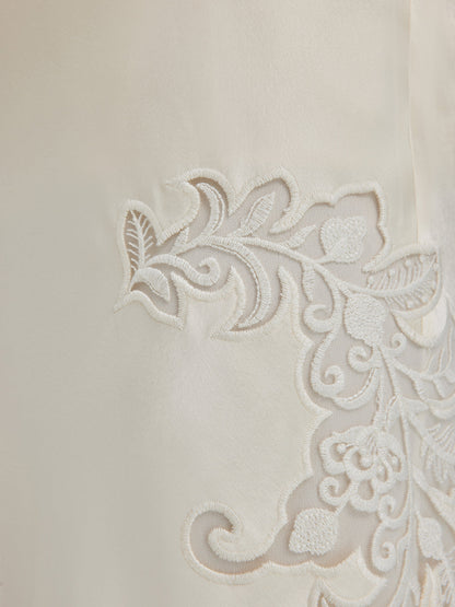 Nakışlı Pencereli Dar Midi Etek