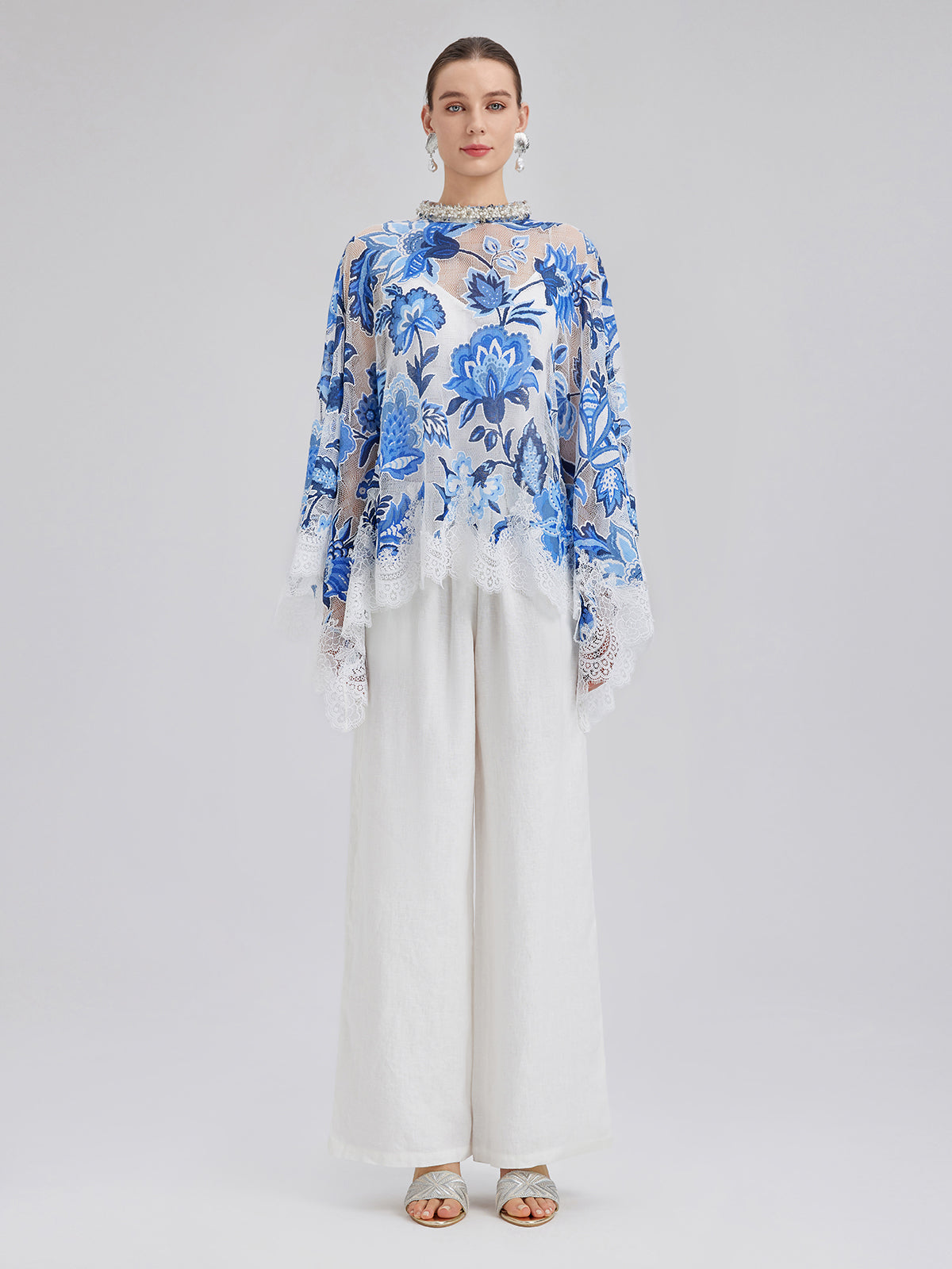 Dantel Jakar Pelerinli Bluz