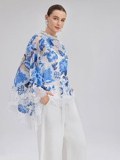 Dantel Jakar Pelerinli Bluz