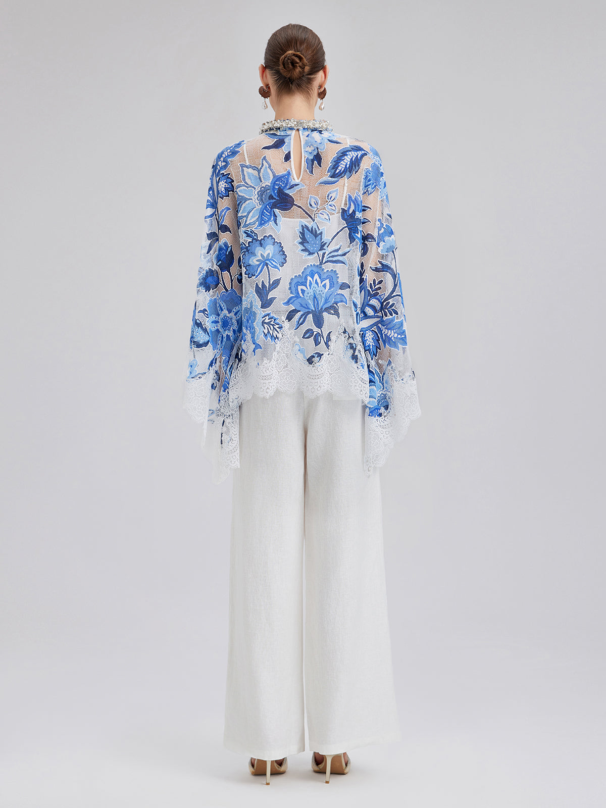 Dantel Jakar Pelerinli Bluz