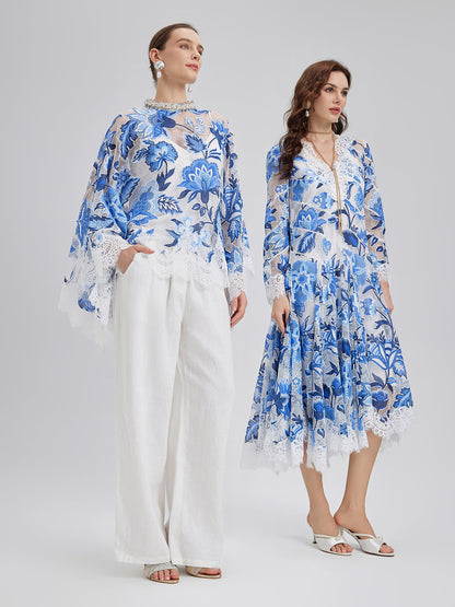 Dantel Jakar Pelerinli Bluz