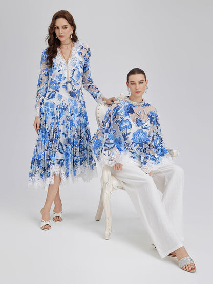 Dantel Jakar Pelerinli Bluz