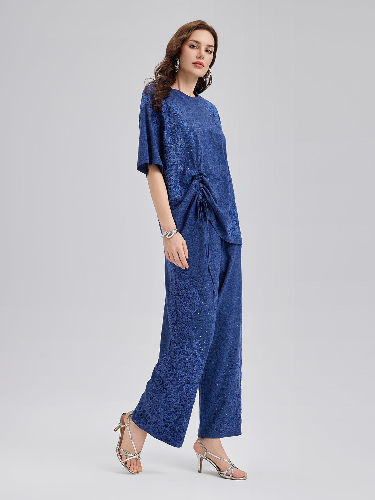 El İşi Dantel Aplike Triko Pantolon