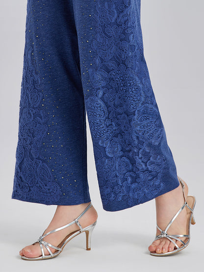 El İşi Dantel Aplike Triko Pantolon