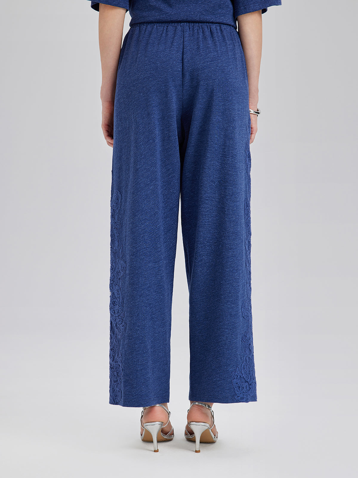 El İşi Dantel Aplike Triko Pantolon