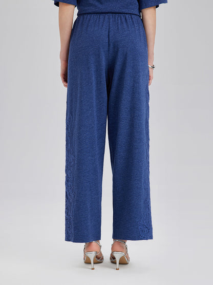 El İşi Dantel Aplike Triko Pantolon