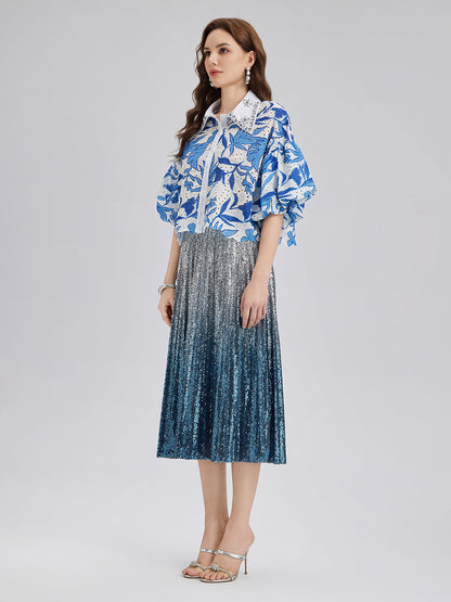 El İşlemeli Taşlı Çiçekli Bluz