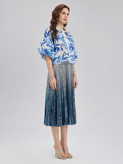 El İşlemeli Taşlı Çiçekli Bluz