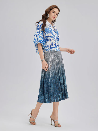 El İşlemeli Taşlı Çiçekli Bluz