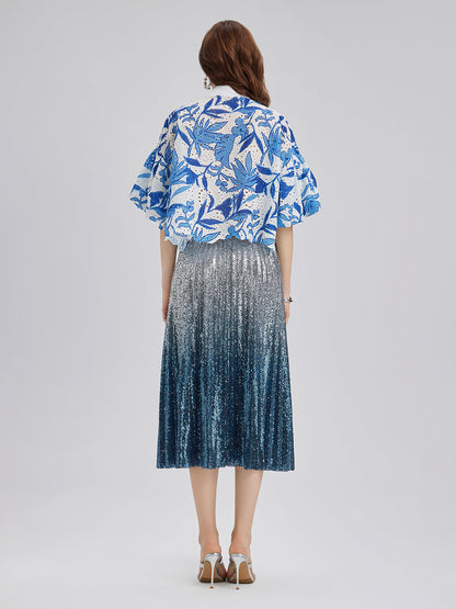 El İşlemeli Taşlı Çiçekli Bluz