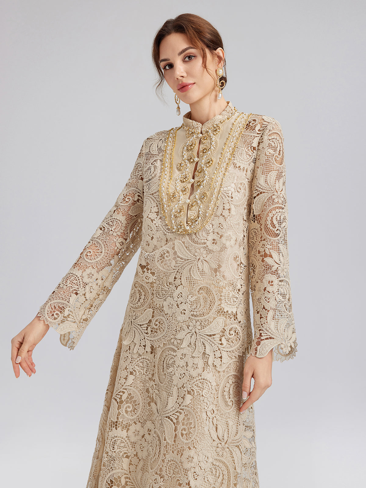 Güpür Dantel Barok Boncuklu Bluz