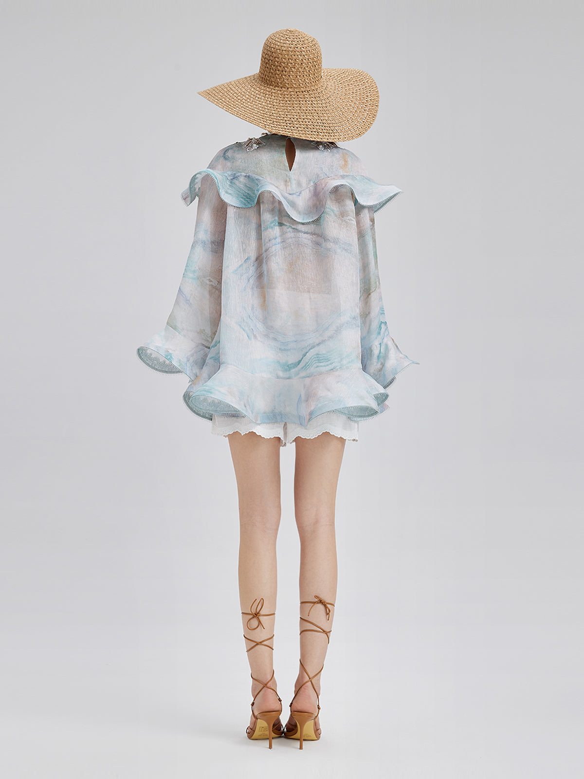 Fırfırlı Renk Geçişli İspanyol Kol Bluz