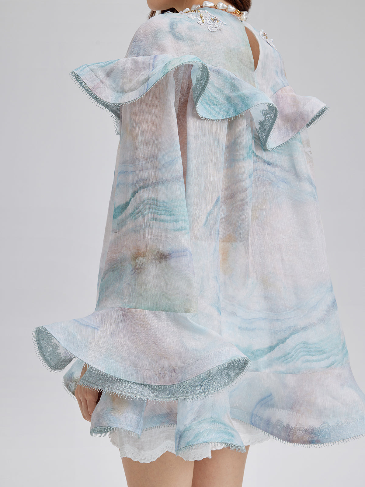 Fırfırlı Renk Geçişli İspanyol Kol Bluz