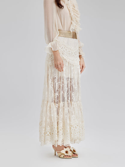 Dantelli Pileli Romantik Fransız Tarzı Etek