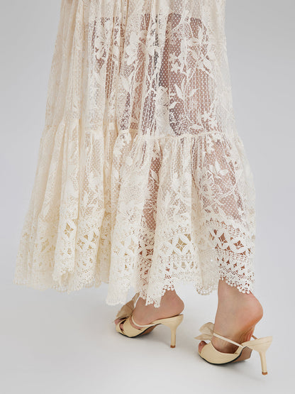 Dantelli Pileli Romantik Fransız Tarzı Etek
