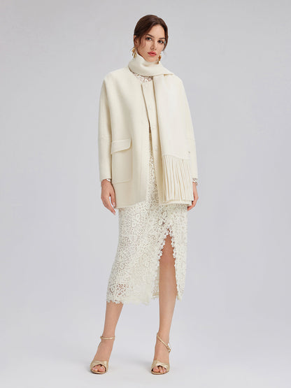 Yoğun Nakışlı Dantel Yırtmaçlı Etek