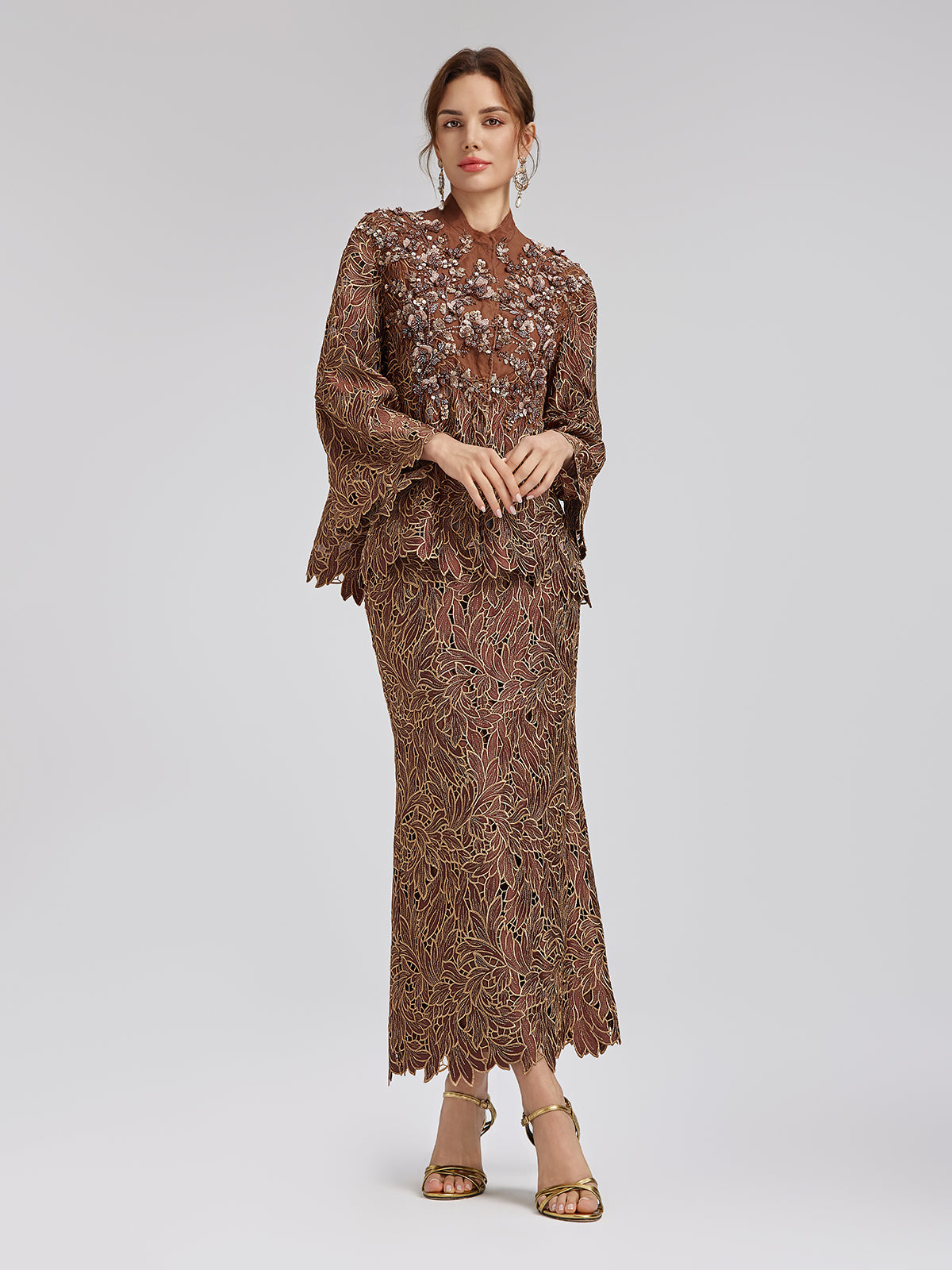 Özel Dantel İşlemeli Gizli Fermuarlı Etek