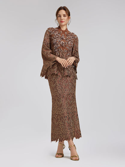 Özel Dantel İşlemeli Gizli Fermuarlı Etek