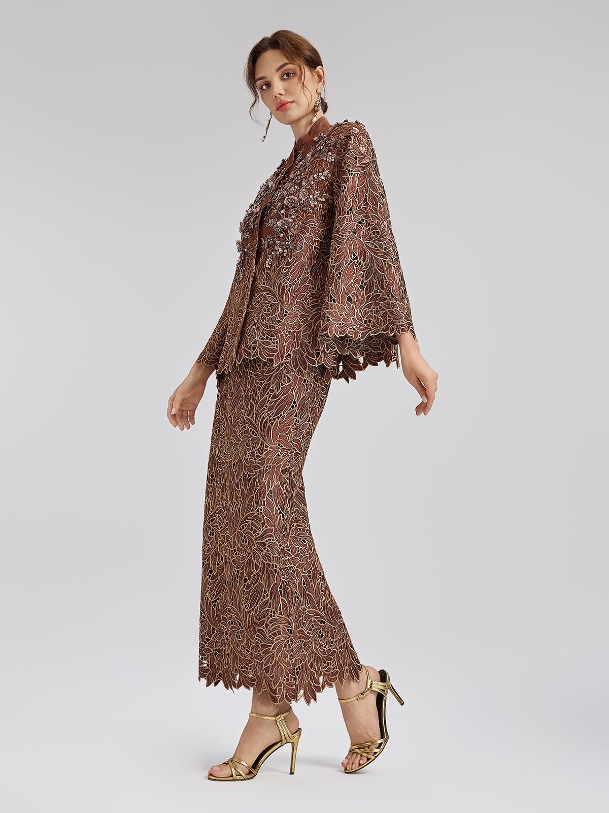 Özel Dantel İşlemeli Gizli Fermuarlı Etek