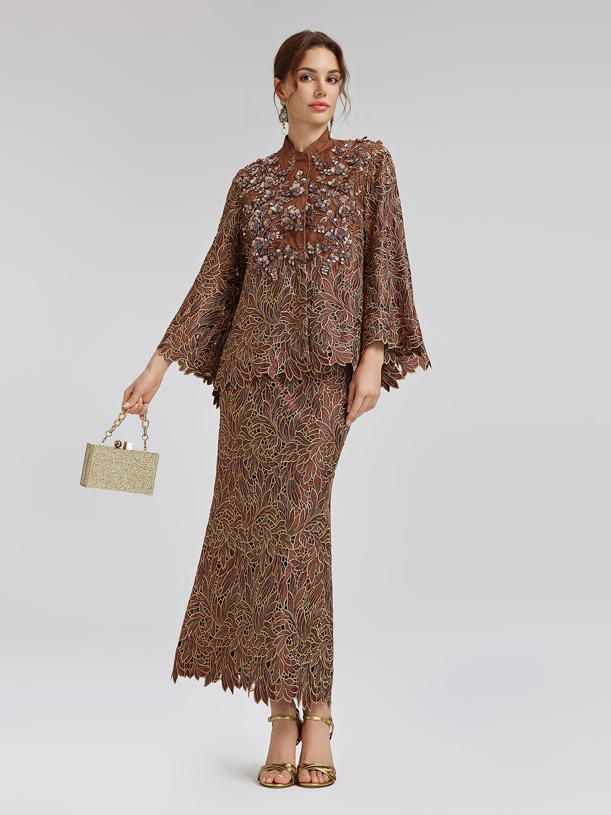 Özel Dantel İşlemeli Boncuklu Aplike Ceket