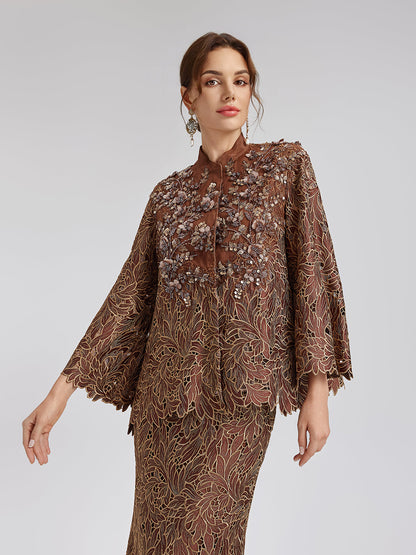 Özel Dantel İşlemeli Boncuklu Aplike Ceket