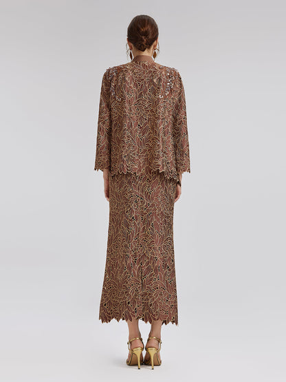 Özel Dantel İşlemeli Boncuklu Aplike Ceket