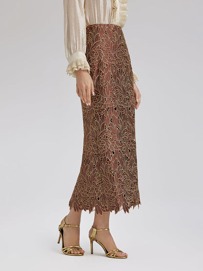 Özel Dantel İşlemeli Gizli Fermuarlı Etek