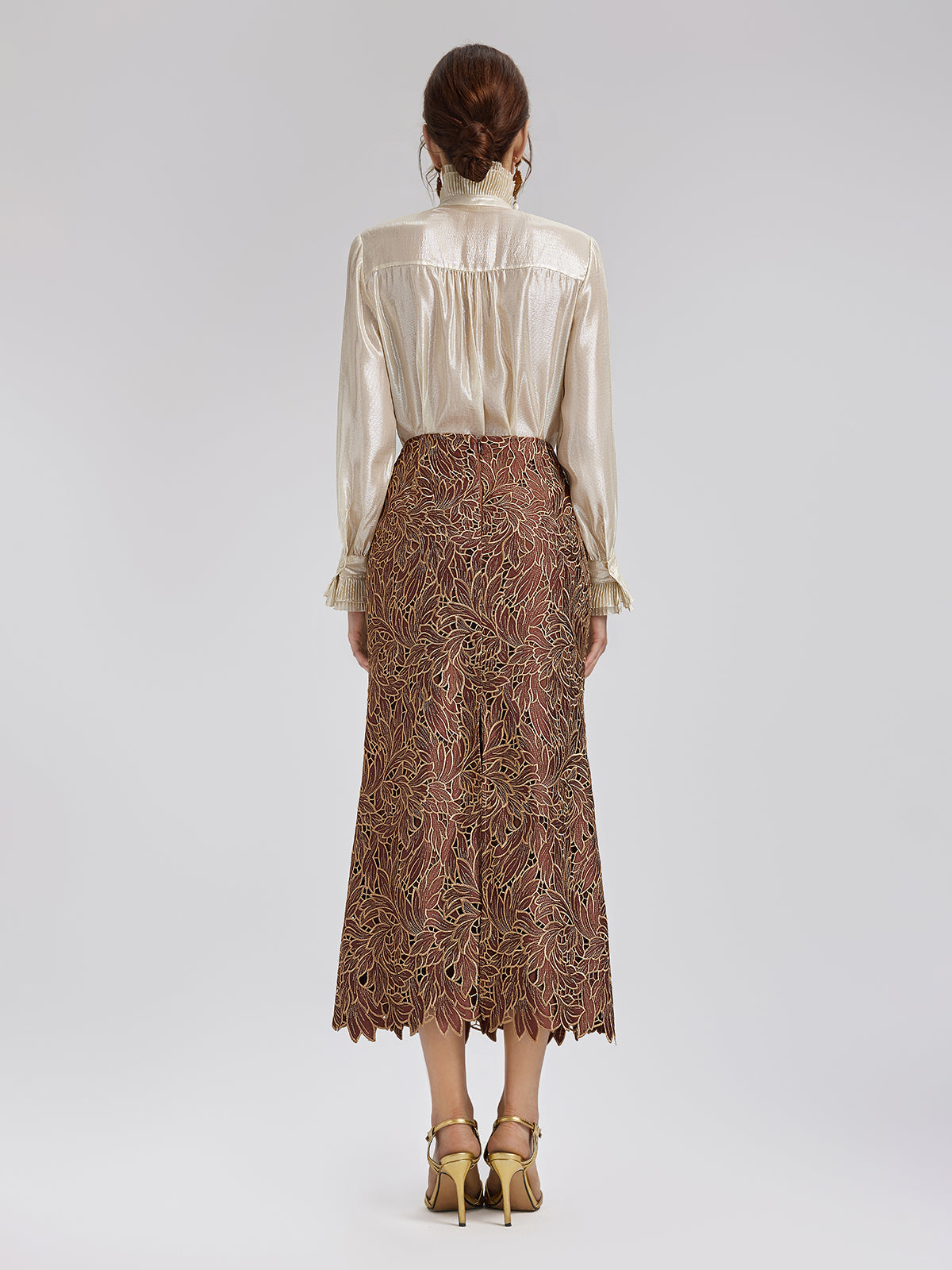 Özel Dantel İşlemeli Gizli Fermuarlı Etek