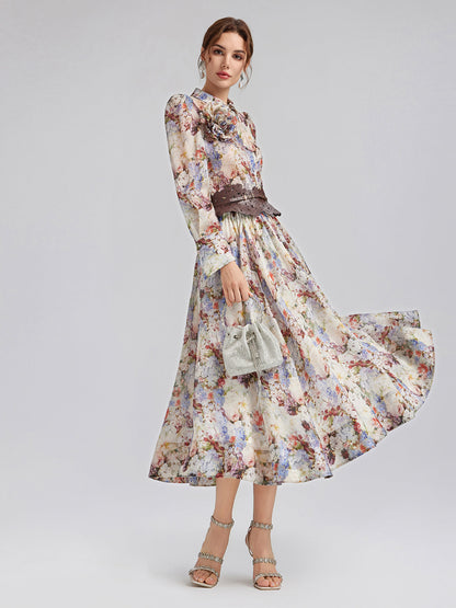 İpek Organze Barok Desenli Etek