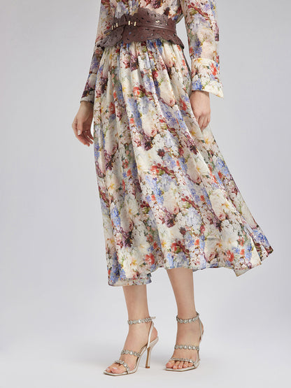 İpek Organze Barok Desenli Etek