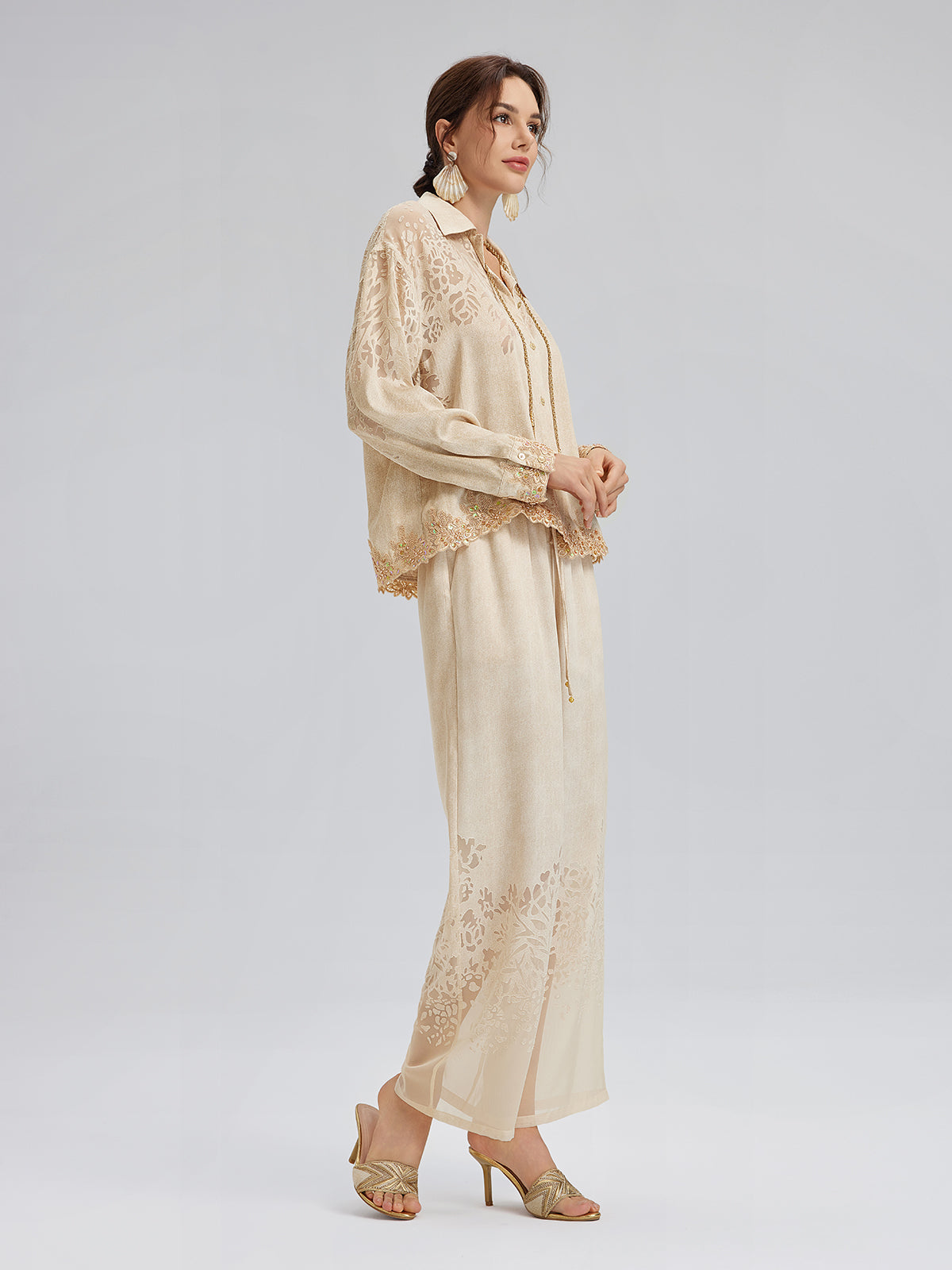 Özel Kot Efektli Renk Geçişli Lastikli Pantolon