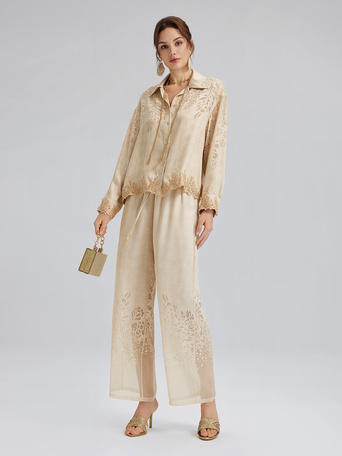 Özel Kot Efektli Renk Geçişli Dantel Gömlek