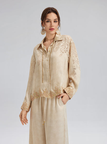 Özel Kot Efektli Renk Geçişli Dantel Gömlek