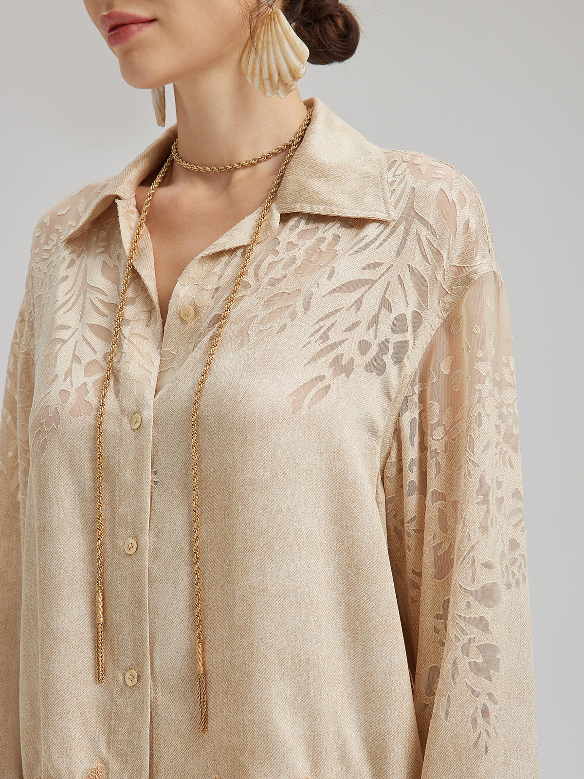 Özel Kot Efektli Renk Geçişli Dantel Gömlek